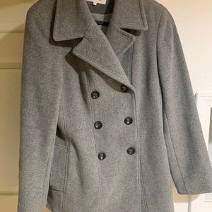 Calvin Klein pea coat jacket women’s 12 gray wool blend
